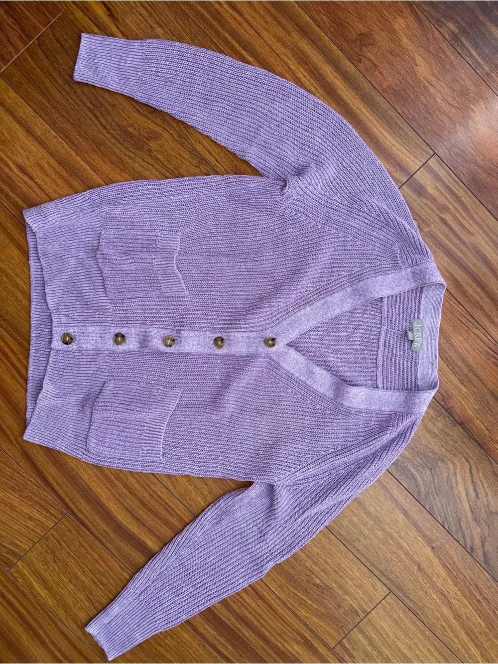 J. Crew Lilac Ribbed Button-Front Cardigan